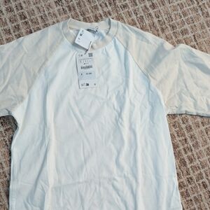 Zara Cream and White Raglan Sleeve Tee
